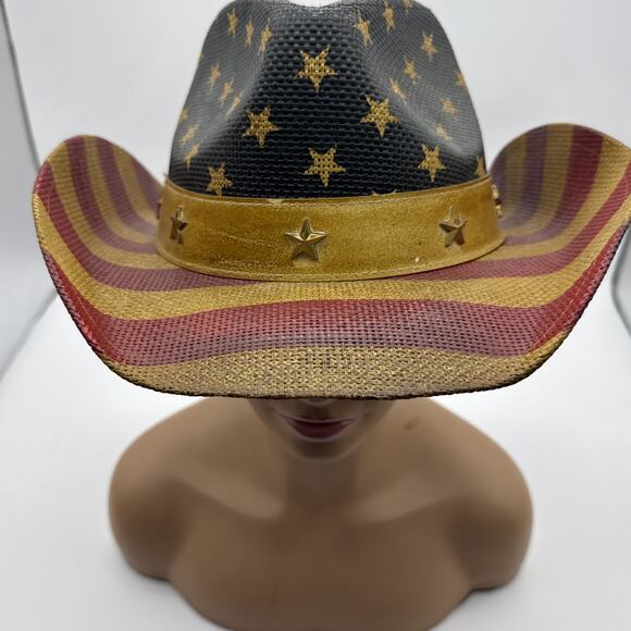 American Flag Cowboy Hat for Men or Women ~ Western Paper Straw ~ Vamuss - Picture 4 of 16